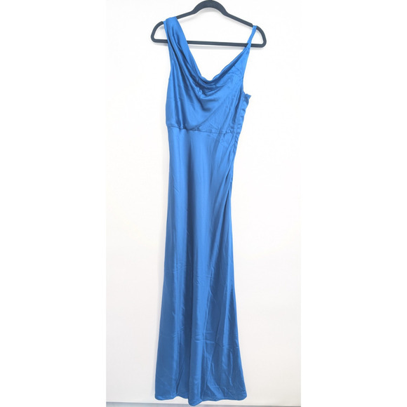 NWD Veronica Beard Sanderson Silk Satin Cowlneck Maxi Dress Gown SZ 6 Blue 2M456 - Picture 2 of 16